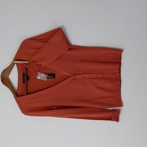 NWT August Silk, silk stretch size M silk/viscose cardigan in pumpkin spice